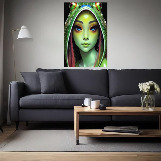 Affiche Zoomorphique cool jeune femme grenouille | Art AI (Créateur téléchargé)