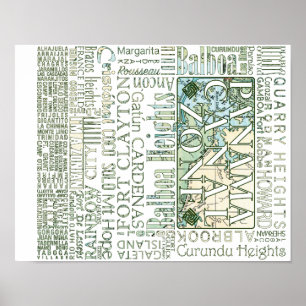 Affiche ZPC - Zone du canal de Panama avec carte