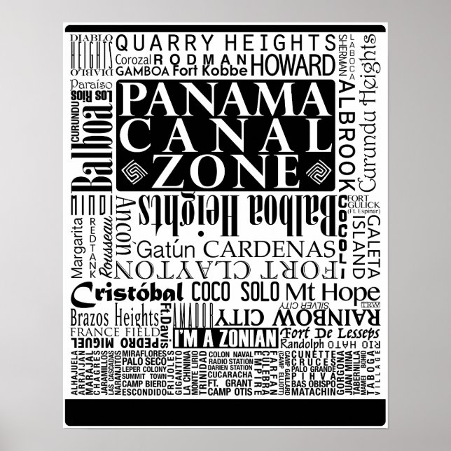 Affiche ZPC - Zone du canal de Panama avec frontière (Devant)