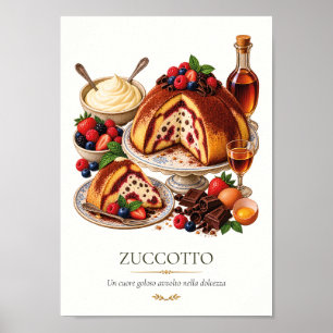 Affiche Zuccotto fiorentino – Vintage Italian Dessert