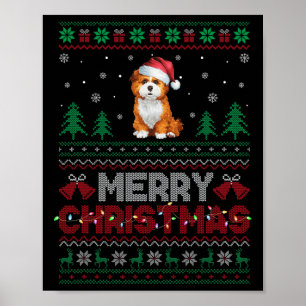 Affiche Zuchon Amoureux de les chiens Santa Hat Lumières d