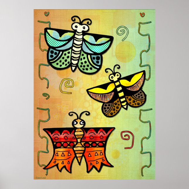 Affiche Zuni Butterfly Folk Art (Devant)