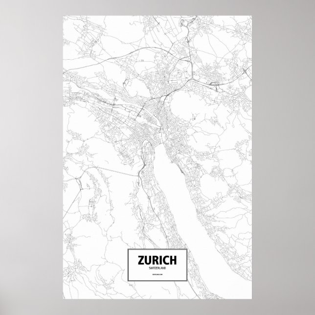 Affiche Zurich, Suisse (noir sur blanc) (Devant)