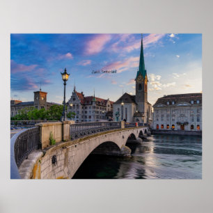 Affiche Zurich, Suisse photo pittoresque,