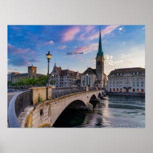 Affiche Zurich, Suisse photo pittoresque,