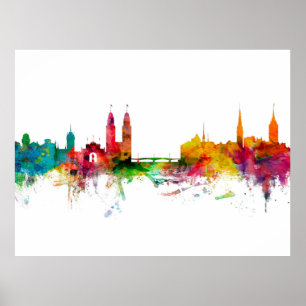 Affiche Zurich Suisse Skyline