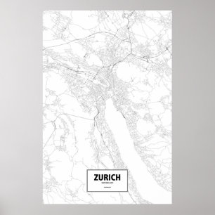 Affiche Zurich, Switzerland (black on white)