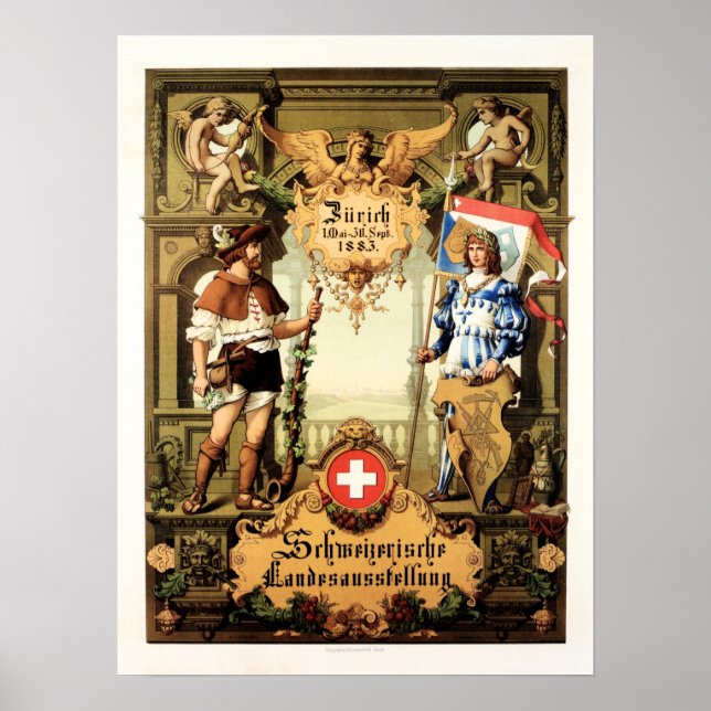 Affiche ZURICH SWITZERLAND Swiss Swiss National Tourism Ex (Devant)