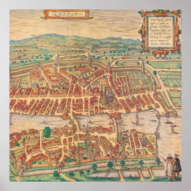 Affiche Zurich Zurich Carte Vintage Suisse Landkarte (Devant)