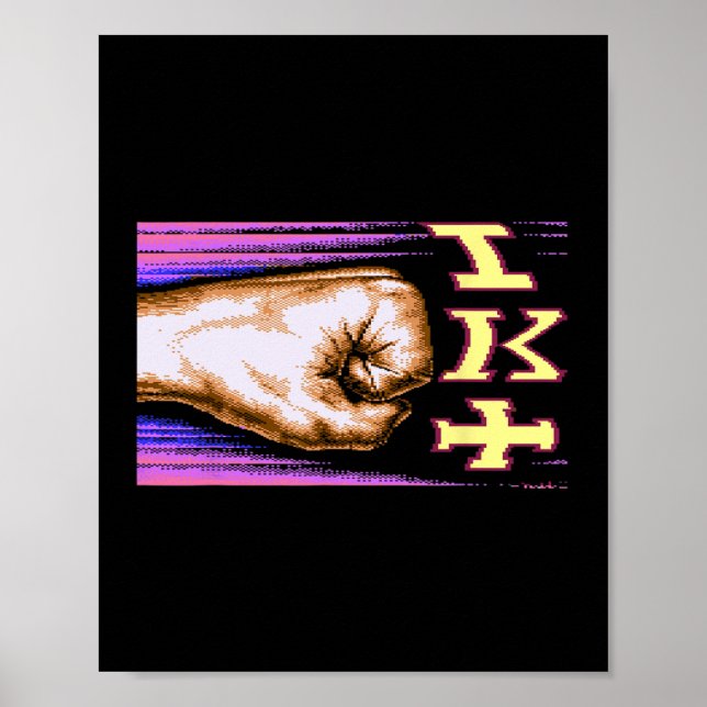 Affiche Zx Spectrum C64 Karaté 8 bits Rétro  (Devant)