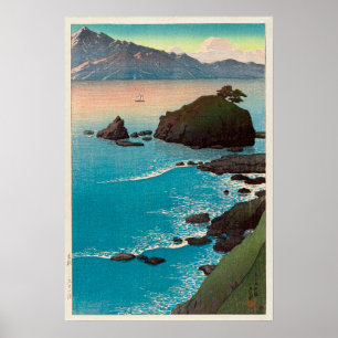 Affiches 久手の浜, Kude Beach in Wakasa, Hasui Kawase, Woodcut
