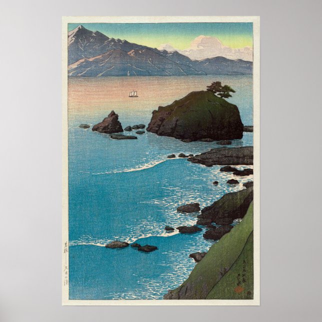 Affiches 久手の浜, Kude Beach in Wakasa, Hasui Kawase, Woodcut (Devant)