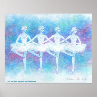 AFFICHES 四羽の白鳥の踊りアートプリント
