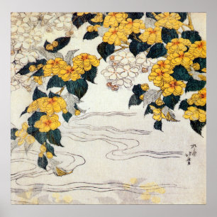 Affiches 山 吹, 北 Fleur Jaune, Hokusai, Ukiyo-e