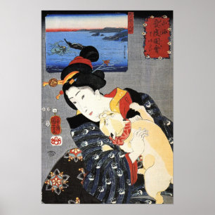 Affiches 猫 と 女, 国 芳 Chat et Femme, Kuniyoshi, Ukiyoe
