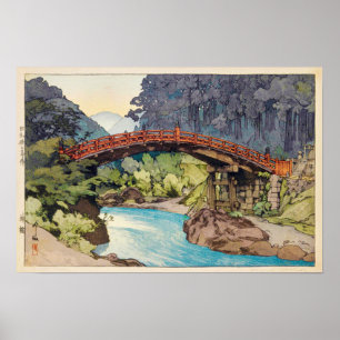 Affiches 神 橋, Pont Sacré, Hiroshi Yoshida, Coupe de bois