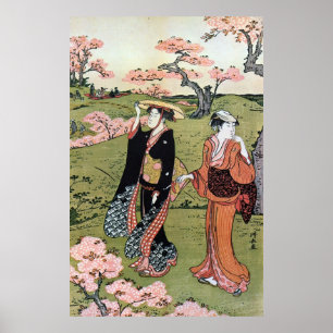 Affiches 花 見(二), 長 Flower Viewing(2), Kiyonaga, Ukiyo-e