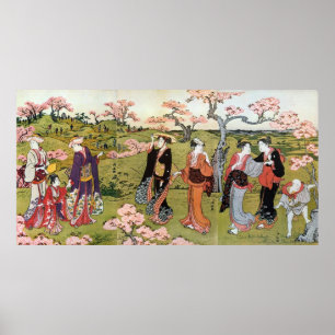Affiches 花 見, 清 長 Fleur Viewing, Kiyonaga, Ukiyo-e