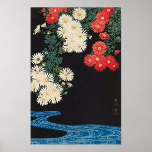 Affiches 菊 に 流 水, 古 Chrysanthemums & Stream, Koson, Ukiyo-e