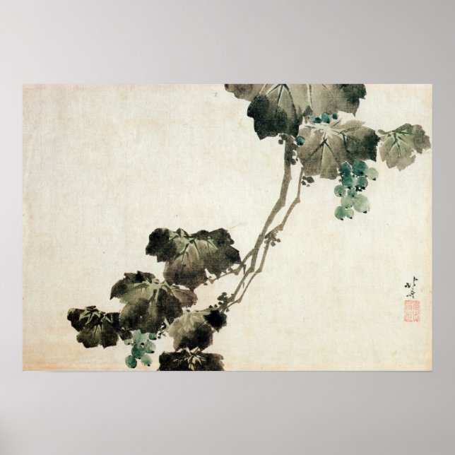 Affiches 葡 萄, 北 斎 Grape, Hokusai (Devant)