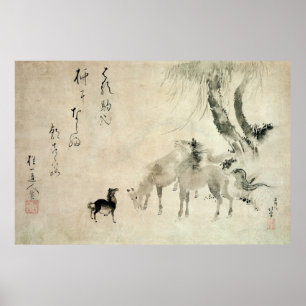 Affiches 馬 の 家 族, 北 Famille du Cheval, Hokusai, Sumi-e
