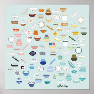 Affiches 100 morceaux de Pyrex - menthe