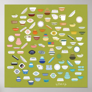 Affiches 100 morceaux de Pyrex - vert