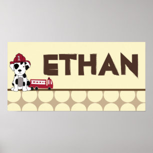 Affiches 10x20 Nursery Art Name Print Nojo Fire Engine