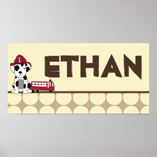 Affiches 10x20 Nursery Art Name Print Nojo Fire Engine (Devant)