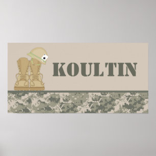 Affiches 10x20 Nursery Name Wall Art ARMY ACU Camoflauge