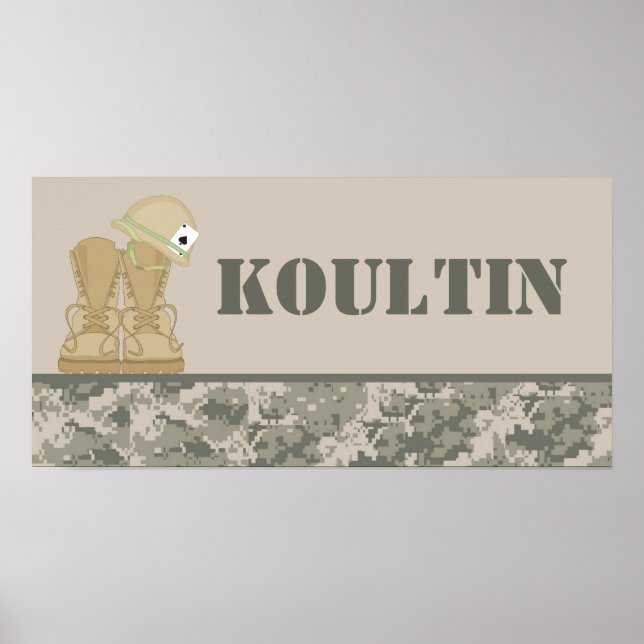 Affiches 10x20 Nursery Name Wall Art ARMY ACU Camoflauge (Devant)