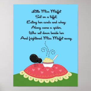 Affiches 11x14 Little Miss Muffet Rhyme Kids Room Wall Art