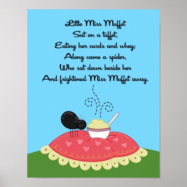 Affiches 11x14 Little Miss Muffet Rhyme Kids Room Wall Art (Devant)