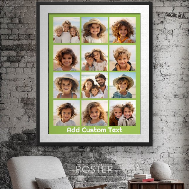 Affiches 12 Collage photo avec Arrière - plan de chaux (Personalized Poster - Add your photos and text)