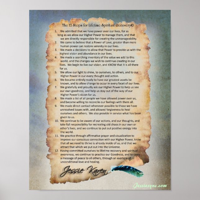 Affiches 12 Étapes pour une récupération spirituelle à vie (Devant)