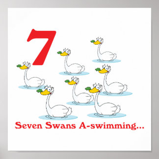 Affiches 12 jours sept cygnes a-nager