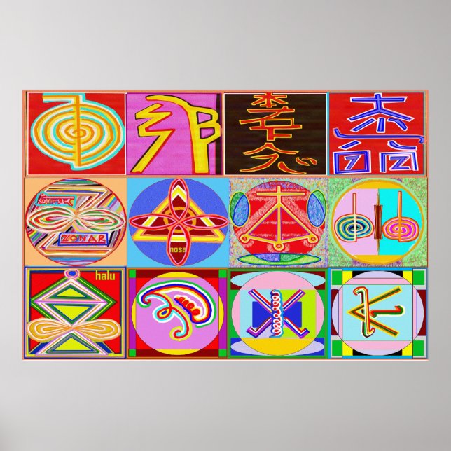 Affiches 12 Symboles REIKI n KARUNA (Devant)