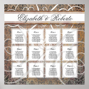 Affiches 12 Table 80 to 120 guest Wedding Seating Chart