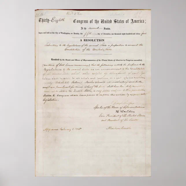 Affiches 13e amendement de la Constitution des ÉtatsUnis Zazzle.fr