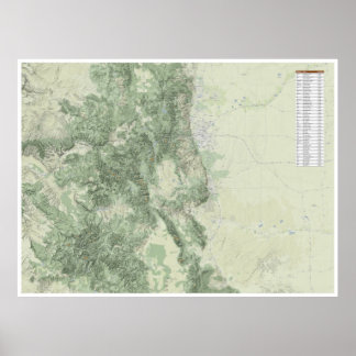 Affiches 14ers of Colorado - Elevation Legend