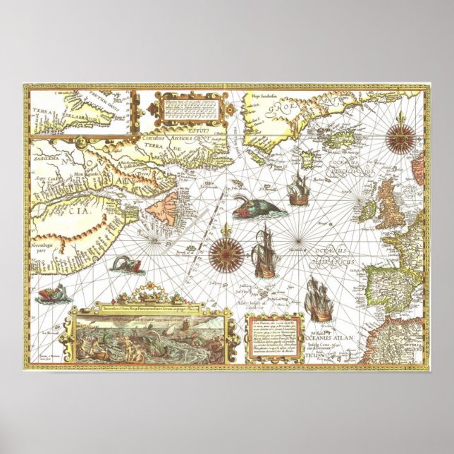Affiches 1592 Carte de l'Atlantique (Devant)