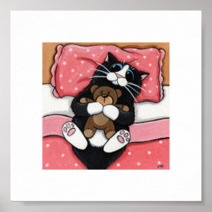 Affiches 15.24x15.24cm   Whimsical Cat Art   Chat avec Tedd