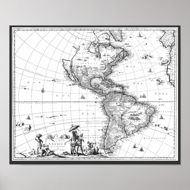 Affiches 1671 Carte Totius Americae Description (Devant)