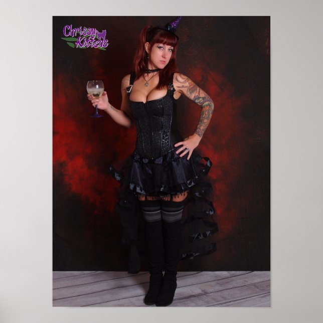 Affiches 16" x 12" Chrissy Kittens Witch In Red (Devant)
