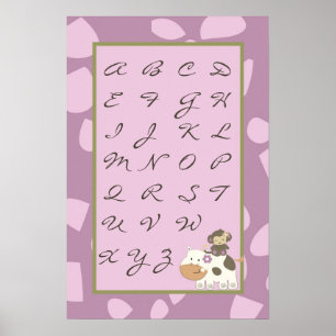 Affiches 16x24 Nursery Art ABC Graphique Jacana Girl Jungle