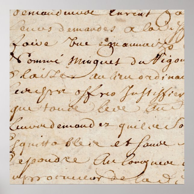 Affiches 1700 s Vintage French Script Grunge Parchment Pape (Devant)