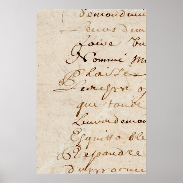 Affiches 1700s Vintage Français Script Retro Parchment Papi (Devant)