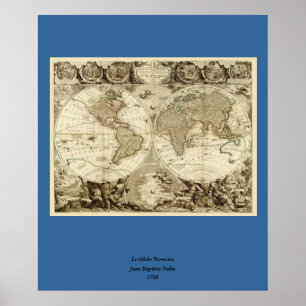 Affiches 1708 World Map by Jean Baptiste Nolin