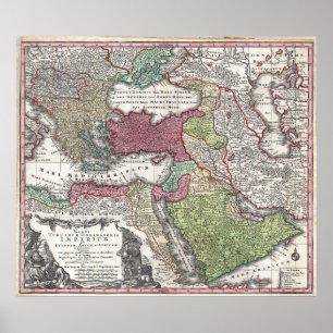 Affiches 1730 Seutter Map of Turkey (Ottoman Empire)
