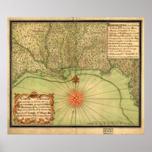 Affiches 1747 Carte du territoire de la Louisiane et de la